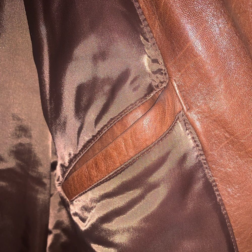Mens Large Brown Soft leather coat - Picture 7 of 13